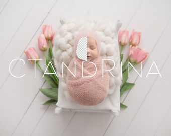 Spring Newborn Digital Backdrop, Pink Tulips Newborn Digital Background, PNG Floral Baby Backdrop, White and Pink Backdrop for Photoshop