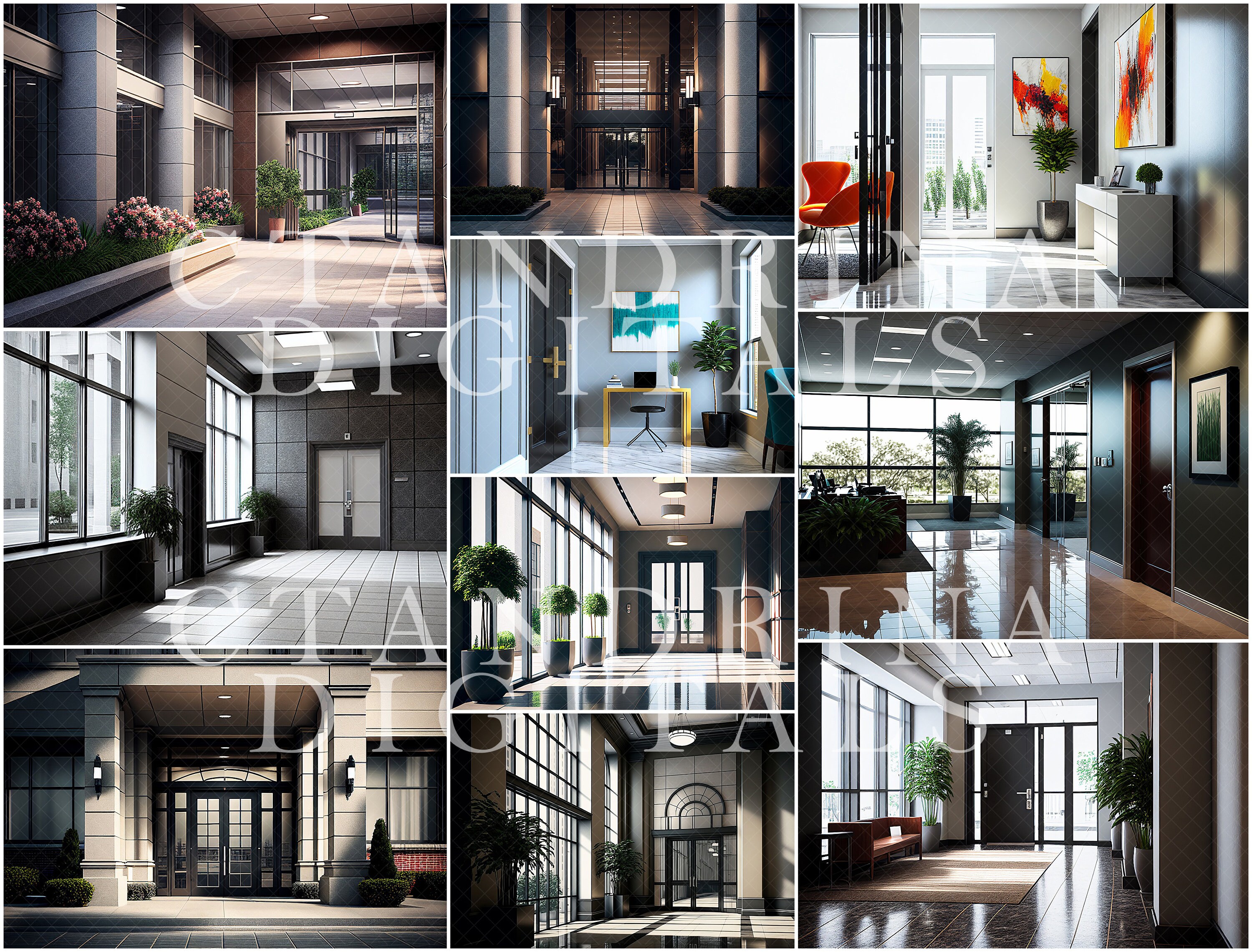 Modern Office Entryway Digital Backdrops: Building Photoshop ...