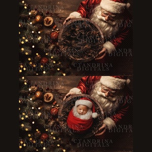Santa Newborn Digital Backdrop: Christmas Baby Background (Digital Download)