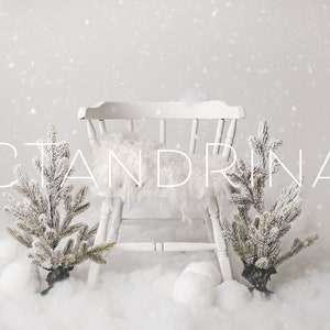 Christmas Newborn Digital Backdrop: Snow Trees Scene (Digital Download)