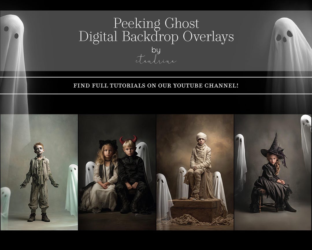 Peeking Ghost Backdrop Overlays: Halloween Digitals for Photoshop ...