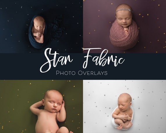 Star Fabric Overlays for Newborn Photography: Gold & Silver (PNG Digital Download)