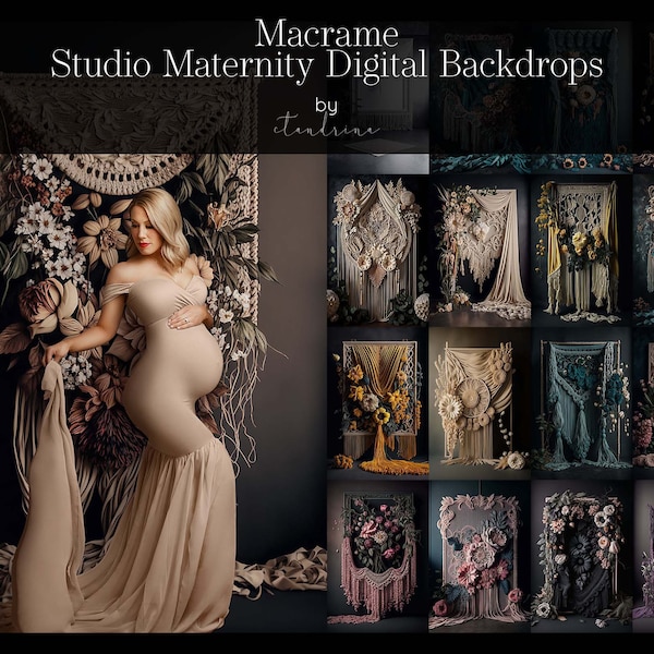 Macrame Digital Backdrops, Maternity Digital Backdrops, Digital Backdrop Overlays, Macrame Backdrops for Photoshop Composites