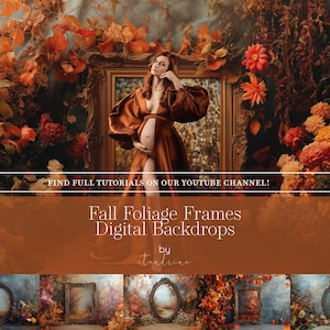 Autumn Floral Frame Digital Backdrop: Maternity Photography (digital ...