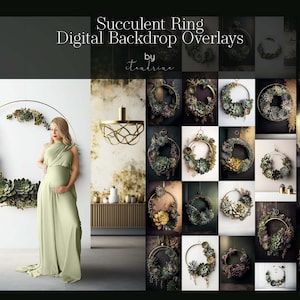 Floral Succulent Ring Digital Backdrops: Maternity Overlays (PNG Files)