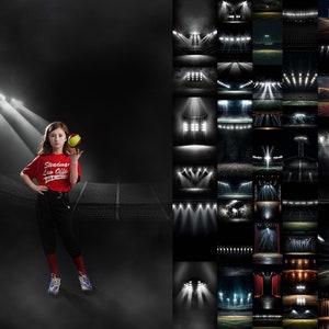 Friday Night Lights Digital Backdrops: Sports Photography Overlays (Digital Download)