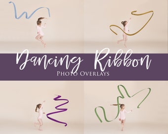 Dancing Ribbon Photo Overlays, Colorful, Flowing Ribbon Overlays, Rhythmic Gymnastics Ribbon Overlay, Fun and Realistic Photoshop Overlays