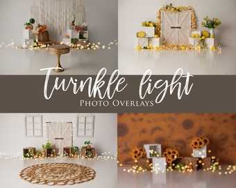 Twinkle Light Overlays for Photoshop, Cake Smash Light Overlays, Realistic Twinkle Light Overlays for Backdrops, Fairy Light Overlay