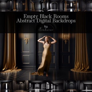 Empty Black Rooms Digital Backdrops, Maternity Digital Backdrops, Fashion Digital Backdrops for Photoshop Composites, Moody Backdrops