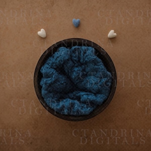 Newborn Digital Backdrop, Blue and Cream Felt Hearts Digital Backdrop, Baby Boy Digital Background, Newborn Backdrops for Photoshop