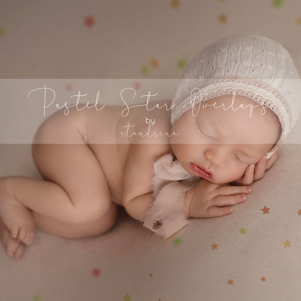 Pastel Rainbow Star Overlays, Star Fabric Overlays, Newborn Photography Overlays, Pastel Rainbow Star Overlays for Photoshop