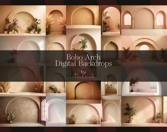 Boho Arch Digital Backdrops, Wall Arch Backdrops, Beige Wall Arch Backdrops, Neutral Arch Backgrounds for Photoshop, Maternity Backdrops