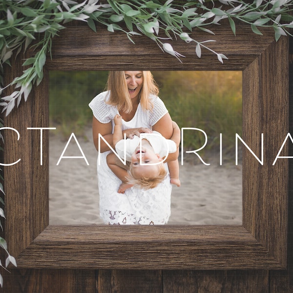 Dark Wood Photo Template, Mother's Day Photo Template, .PSD Real Wood Picture Frame Backdrop for Photoshop, Picture Frame Photoshop Mask