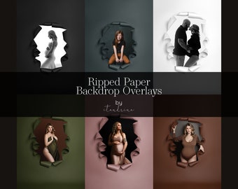 Ripped Paper Backdrop Overlay: PNG Photo Overlays (Digital Download)
