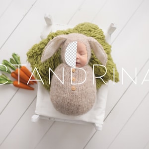 Easter Newborn Digital Backdrop, PNG Newborn Digital Background, Replace the Face Newborn Spring Digital Backdrop for Photoshop