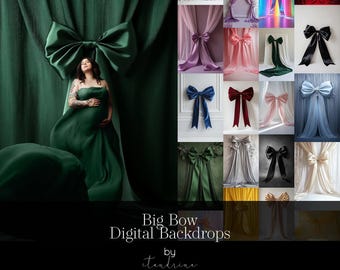 Big Bow Digital Backdrops, Maternity Photography Background, Velvet Bow Backdrop, Gift Bow Studio Backdrops for Photoshop (Digital Download)