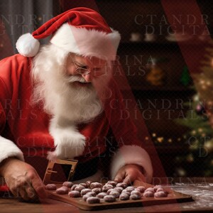 Baking With Santa Claus Digital Backdrop, Making Christmas Cookies With