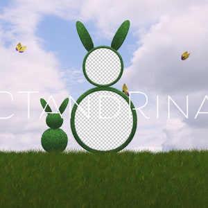 Bunny Hedges Photo Template, Spring Photo Templates, Spring Digital Backdrop, Bunny Digital Backdrop, .PSD Template for Photoshop