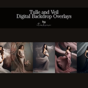 Tulle and Veil Digital Backdrop Overlays, Tulle Fabric Overlay, Veil Overlay, Digital Backdrop Overlays for Photoshop, Maternity Overlays