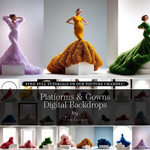 Studio Digital Backdrops, Platform & Gown Digital Backgrounds for Photoshop, Maternity Digitals for Composite Photography (Digital Download)