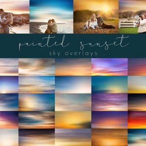 Painted Sunset Sky Photoshop Overlays: Dreamy Photo Filters (Digital Download)
