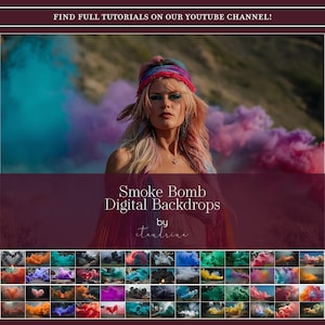 Smoke Bomb Photography Backdrops: Photoshop Digital Mega Bundle (53 JPG Files, 9000x6000px)