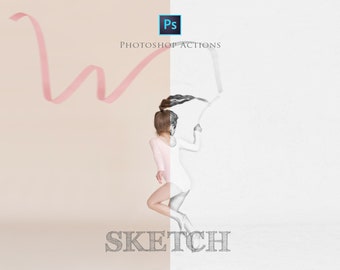 Sketch Photoshop Action, Turn Photos into Drawings, Photos into Sketch Artwork, Artistic Photoshop Action, Pencil Sketch, Charcoal Sketch