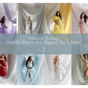 Draped Fabric Maternity Digital Backdrops: Luxury Studio Room (Digital Download)
