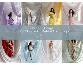 Toiles de fond numériques pour chambre drapée, toiles de fond numériques de maternité de studio de luxe pour Photoshop, arrière-plans numériques en tissu drapé, tissu multicolore