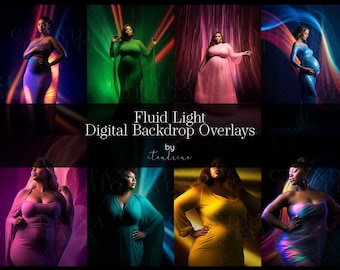 Fluid Light Overlays, Slow Exposure Backdrop Overlays, Neon Light Overlays, Digital Backdrop Overlays for Photoshop, Maternity Overlays