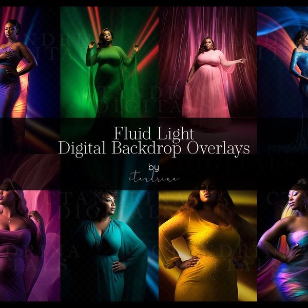 Fluid Light Overlays, Slow Exposure Backdrop Overlays, Neon Light Overlays, Digital Backdrop Overlays for Photoshop, Maternity Overlays