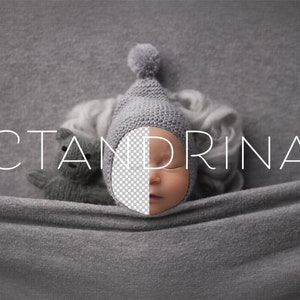 Teddy Bear Under Covers with Pixie Bonnet Newborn Digital Backdrop, PNG Newborn Digital Background, Replace the Face Backdrop for Photoshop