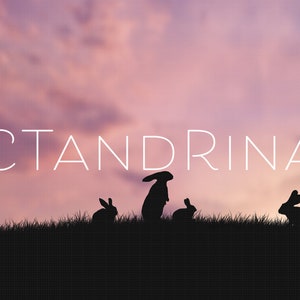 Bunnies on Hill Silhouette Digital Backdrop, Bunny Silhouette Background, Easter Digital Backdrops, Silhouette Backdrop for Photoshop