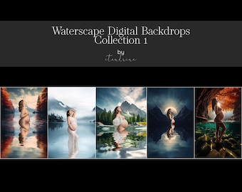 Waterscape Digital Backdrops, Water Scene Digital Backgrounds, Maternity Digital Backdrops, Digital Backdrops for Photoshop Composite