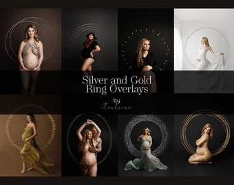 Gold & Silver Ring Overlays: Maternity Photography (PNG Files)