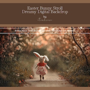Easter Bunny Stroll Digital Backdrop, Spring Bunny Digital Background, Dreamy Digital Backdrops, Fantasy Digital Backdrops for Photoshop