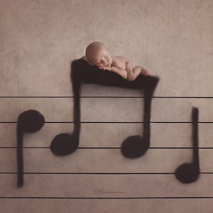 Music Note Newborn Digital Backdrop: Felt Notes Image (Digital Download)