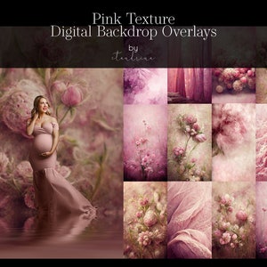 Pink Floral Texture Overlays: Fine Art Photography Backdrops (Digital Download)