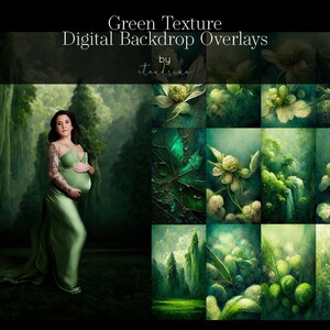 Green Texture Overlays, Green Fine Art Textures, Photoshop Textures, Digital Backdrop Texture Overlays, Floral Textures, Backdrop Overlays