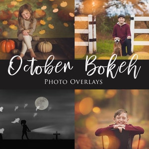 115 October Light Bokeh Overlays, Orange Light Bokeh, Pumpkin Bokeh Overlays, Ghost Bokeh, Halloween Overlays, Fall Overlays for Photoshop