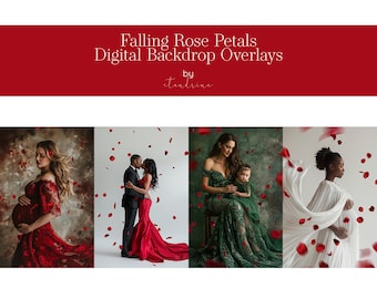 Red Rose Petal Photo Overlays: Romantic Photoshop Effects (Digital Download)