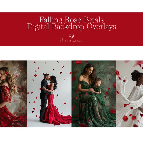 Rose Petal Overlays, Red Petals, Romantic Overlays, Digital Rose Petals, Red Rose Petal Overlays for Photoshop, Falling Rose Petals