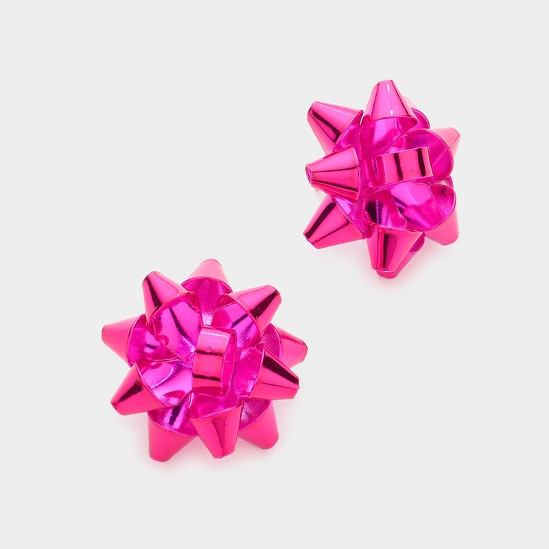 Bow Tie Crystal Post Earring-Pink