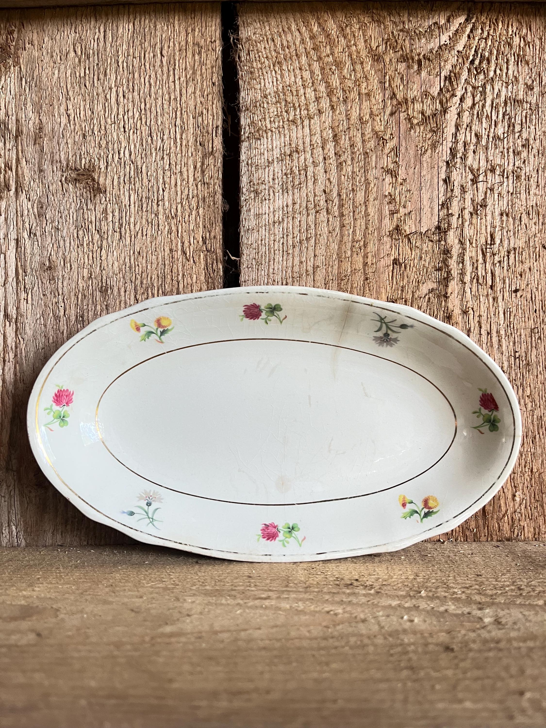 Vintage Arabia Finland ovale Schale - Blumenmuster, Sammelteller, gemarkt