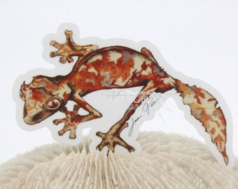 Satanic Leaf-tailed Gecko (Uroplatus phantasticus)  Clear Vinyl Sticker