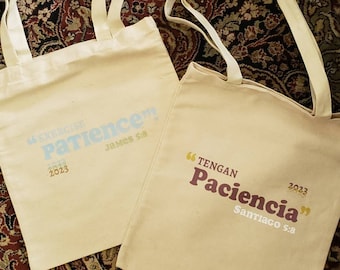 Exercise Patience Tote Bag / Tengan Pacienca JW gifts, elder gifts, pioneer gifts, bible scripture tote bag bible purse for 2023 Convention