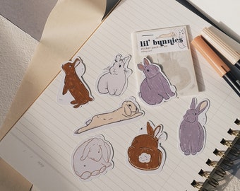 Bunny Sticker Pack of 6 / Planner Stickers / Rabbit Journaling