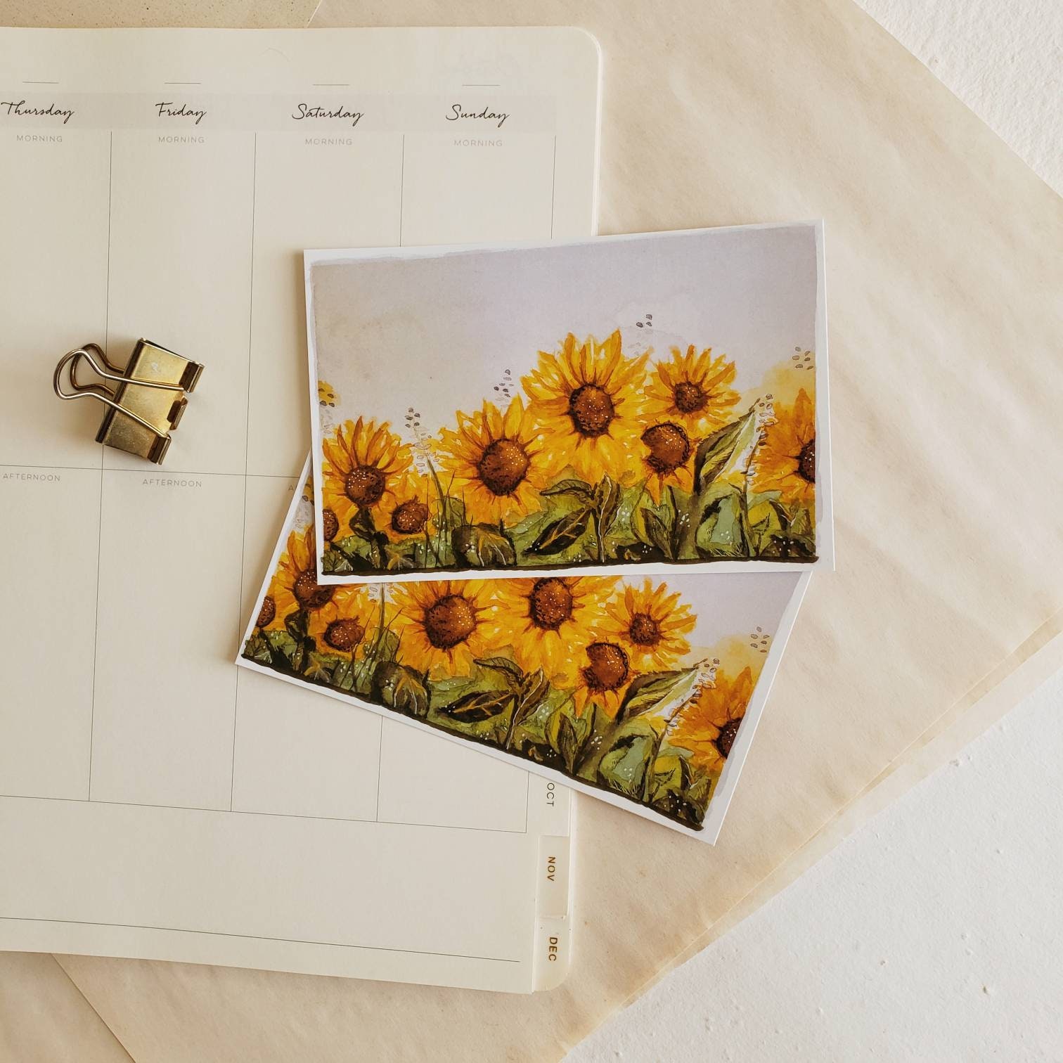 Sunflower Postcard / Watercolor Art Cards / - Etsy