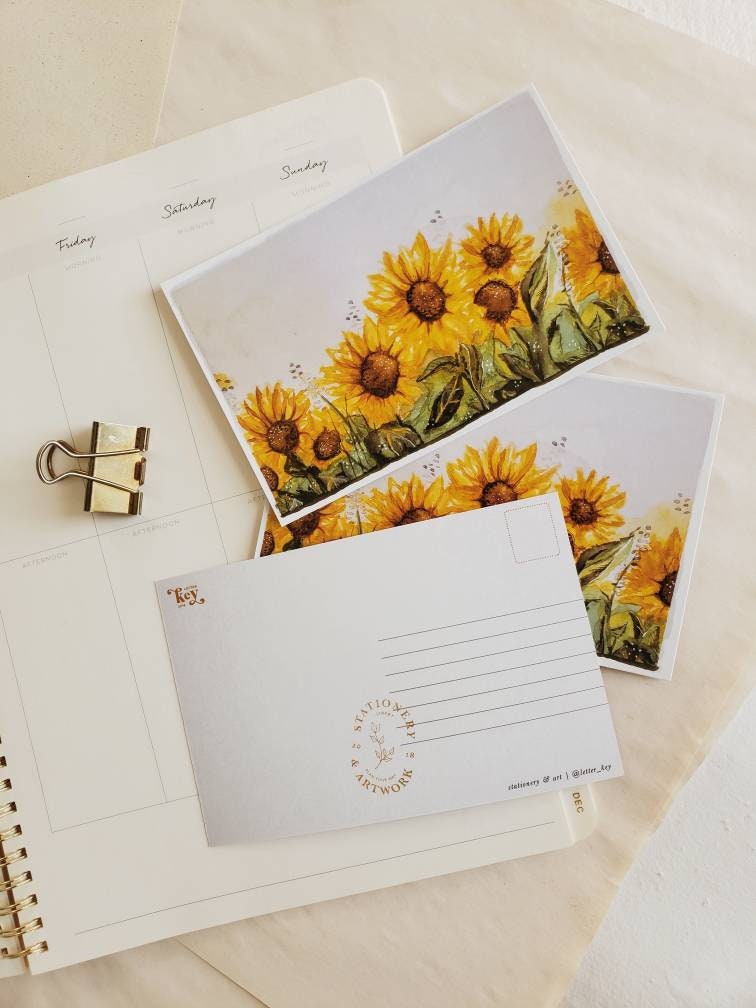 Sunflower Postcard / Watercolor Art Cards / - Etsy