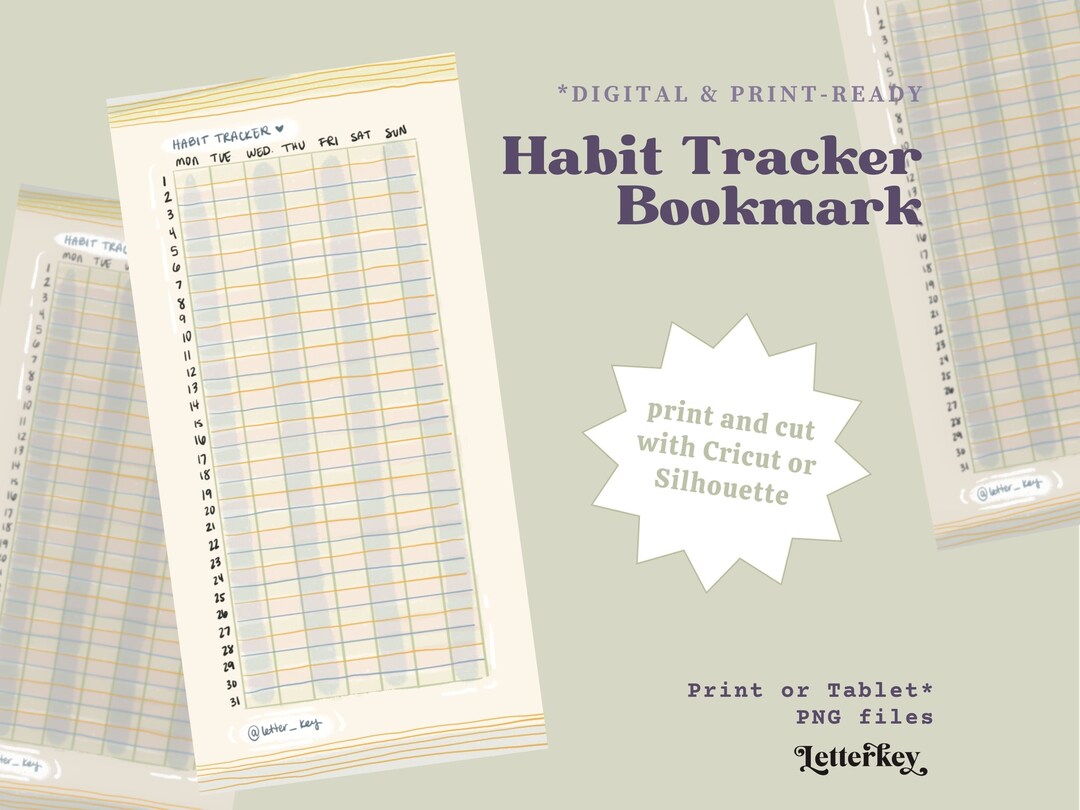 Habit Tracker Bookmark Printable - Etsy